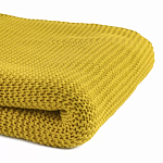 Плед из хлопка жемчужной вязки горчичного цвета Waffle Comfort варинант исполнения - 2 | Loft Concept в Кирове