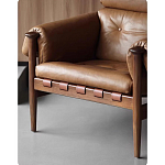 Кресло с деревянным каркасом и обивкой из натуральной кожи Medieval Furniture варинант исполнения - 4 | Loft Concept в Кирове