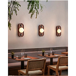 Настенный светильник овальный с деревянным основанием Wood Wall Lamp варинант исполнения - 1 | Loft Concept в Кирове