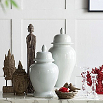 Ваза белая с крышкой однотонная Chinoiserie Ceramics варинант исполнения - 4 | Loft Concept в Кирове