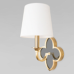 Бра с белым текстильным абажуром и фигурным основанием с зеркальной вставкой Vitorino варинант исполнения - 1 | Loft Concept в Кирове