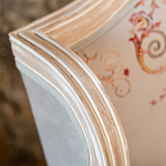 Двухместный диван из массива бука серый с растительным орнаментом Raffael Blue Grey Sofa варинант исполнения - 4 | Loft Concept в Кирове