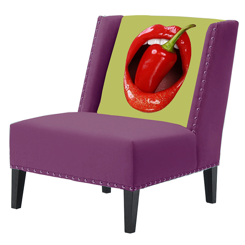 FUN Armchair "Chili Pepper" Purple Дизайнерское кресло с цветным принтом Баклажан FUN Armchair "Chili Pepper" Purple Дизайнерское кресло с цветным принтом Баклажан в Кирове | Loft Concept