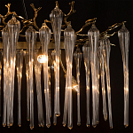 Люстра подвесная прямоугольная с бронзовыми акцентами и прозрачными стеклянными каплями Droplet Chandelier варинант исполнения - 6 | Loft Concept в Кирове