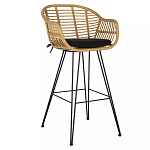 Стул барный с ротанговым плетением Half Bar Chair with Wicker с подлокотниками варинант исполнения - 2 | Loft Concept в Кирове