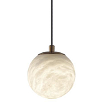 Подвесной светильник с шарообразным плафоном из белого алебастра Cryptocrystalline Stone варинант исполнения - 1 | Loft Concept в Кирове