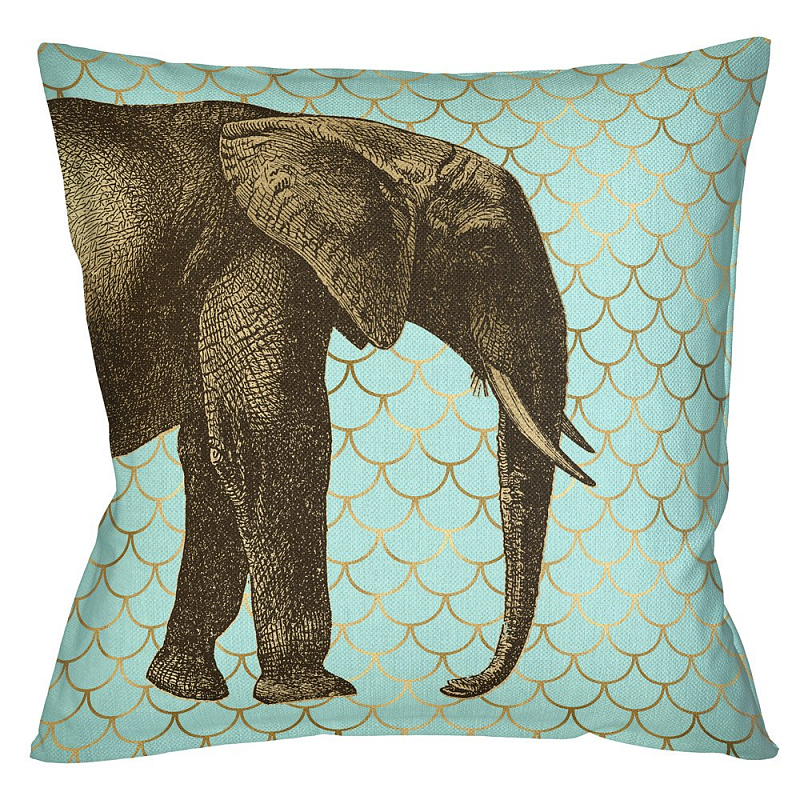 Подушка Safari light blue elephant Бирюзовый Глянцевое золото Подушка Safari light blue elephant Бирюзовый Глянцевое золото в Кирове | Loft Concept