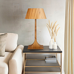 Настольная лампа со скошенным конусовидным абажуром и фигурной ножкой в цвете тик Accord Lighting варинант исполнения - 7 | Loft Concept в Кирове