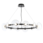 Люстра подвесная круглая с 12-ю прозрачными куполообразными плафонами и черным металлическим основанием Flos Wireline Lighting варинант исполнения - 1 | Loft Concept в Кирове