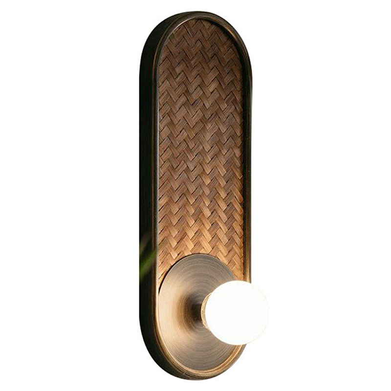 Бра с декором из плетеного бамбука Wicker Oval Lamp Коричневый Бра с декором из плетеного бамбука Wicker Oval Lamp Коричневый в Кирове | Loft Concept