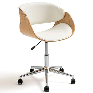 Вращающееся офисное кресло на колёсах Delwyn Chair White