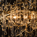 Подвесная люстра в виде ветвей деревьев золотого цвета с прозрачными подвесками-каплями 10 и 14 ламп Droplet Chandelier варинант исполнения - 6 | Loft Concept в Кирове