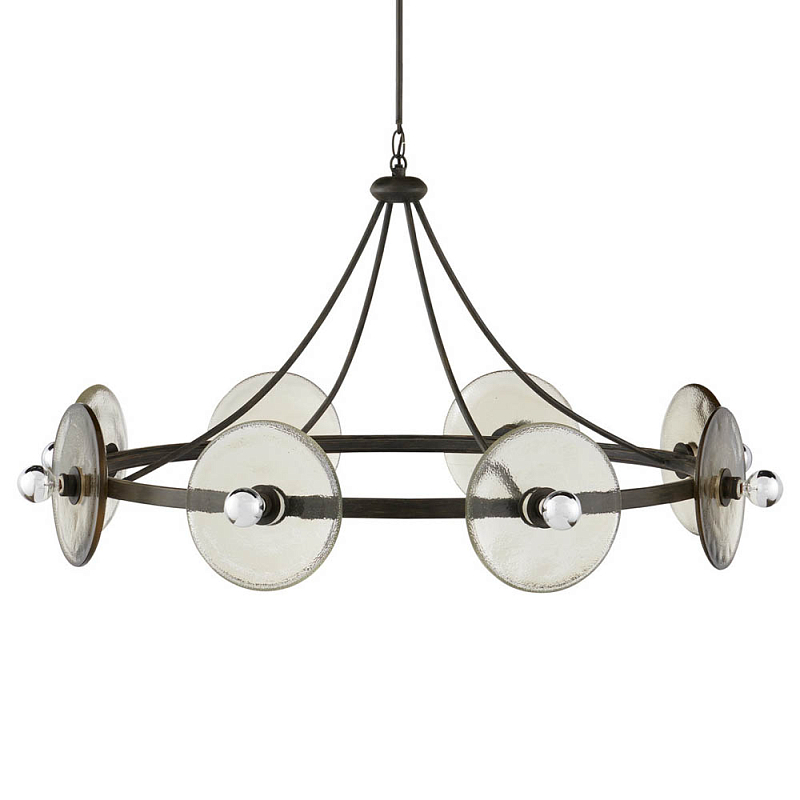 Люстра круглая с литыми стеклянными дисками Olympe Glass Chandelier Черный Прозрачное Стекло Люстра круглая с литыми стеклянными дисками Olympe Glass Chandelier Черный Прозрачное Стекло в Кирове | Loft Concept