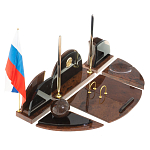 Настольный письменный набор с часами из природного камня обсидиана Oval Office варинант исполнения - 2 | Loft Concept в Кирове