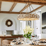 Люстра круглая с абажуром из устричных раковин Sea Ravens варинант исполнения - 4 | Loft Concept в Кирове