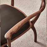 Стул деревянный с мягким сиденьем из коричневой натуральной кожи Moon Walnut Furniture варинант исполнения - 7 | Loft Concept в Кирове