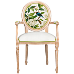 Стул с подлокотниками золотистый из бука с изображением птиц и цветов Blooming Birds варинант исполнения - 1 | Loft Concept в Кирове