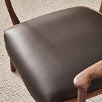 Стул деревянный с мягким сиденьем из коричневой натуральной кожи Moon Walnut Furniture варинант исполнения - 9 | Loft Concept в Кирове