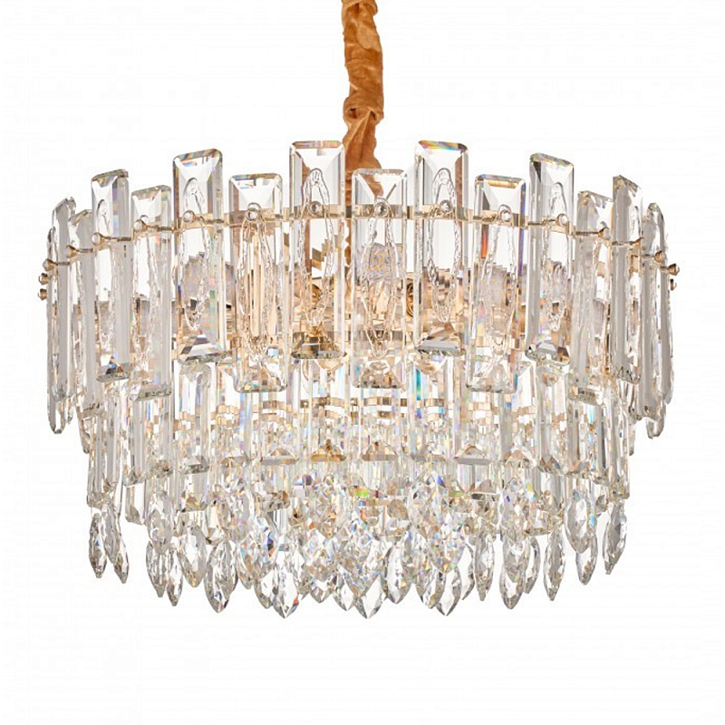 Круглая люстра с хрустальными подвесками на золотистом каркасе Gorgeous Crystal Light Золотой Прозрачный Круглая люстра с хрустальными подвесками на золотистом каркасе Gorgeous Crystal Light Золотой Прозрачный в Кирове | Loft Concept