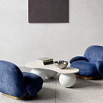 Дизайнерский журнальный стол с изогнутой столешницей на круглых ножках Rigilyr варинант исполнения - 3 | Loft Concept в Кирове