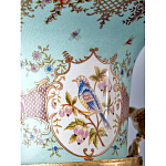 Ваза из голубого фарфора с рисунком птиц и цветов и декоративными элементами Blue Garden варинант исполнения - 9 | Loft Concept в Кирове