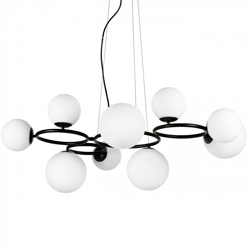 Люстра Bubbles on 4 Rings Chandelier Black Белый Черный Люстра Bubbles on 4 Rings Chandelier Black Белый Черный в Кирове | Loft Concept