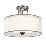 Потолочный светильник с двойным цилиндрическим плафоном из белого стекла и прозрачной органзы Kichler варинант исполнения - 7 | Loft Concept в Кирове