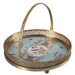 Блюдо круглое с ручкой и голубым фарфоровым дном с цветочным рисунком Blue Garden варинант исполнения - 1 | Loft Concept в Кирове