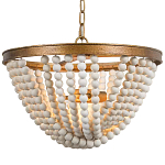 Люстра с подвесками в виде круглых деревянных белых бусин White Wooden Beads Chandelier варинант исполнения - 2 | Loft Concept в Кирове