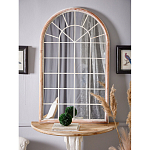 Зеркало-окно настенное в венецианском стиле с деревянной рамой бежевого цвета Venetian Smooth варинант исполнения - 5 | Loft Concept в Кирове