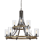 Люстра с цилиндрическим плафонами из толстого волнистого стекла в индустриальном стиле Feiss варинант исполнения - 1 | Loft Concept в Кирове