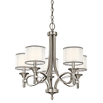 Люстра с белыми тканевыми абажурами в прозрачных стеклянных цилиндрах Kichler варинант исполнения - 6 | Loft Concept в Кирове