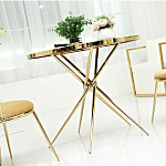 Обеденный стол с чёрной круглой столешницей на золотых ножках Rive Gauche Table варинант исполнения - 1 | Loft Concept в Кирове