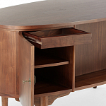 Дизайнерский письменный стол округлой формы с 4-мя ящиками и дверкой с полочками Rili варинант исполнения - 3 | Loft Concept в Кирове