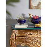 Чаша темно-синяя фарфоровая с бронзовыми ручками и ажурным ободком Eden Garden варинант исполнения - 4 | Loft Concept в Кирове