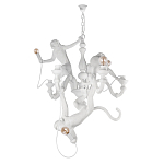 Люстра с тремя фигурами обезьян с лампочками в руках белого цвета Hanging Monkey варинант исполнения - 1 | Loft Concept в Кирове