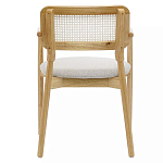 Стул обеденный с мягким сиденьем и спинкой из плетеного ротанга Wood and Textile Chair варинант исполнения - 4 | Loft Concept в Кирове