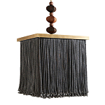 Люстра квадратная с бахромой и подвесом из деревянных бусин Psyche варинант исполнения - 2 | Loft Concept в Кирове