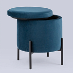 Синий пуф на черных ножках SANJAY варинант исполнения - 2 | Loft Concept в Кирове