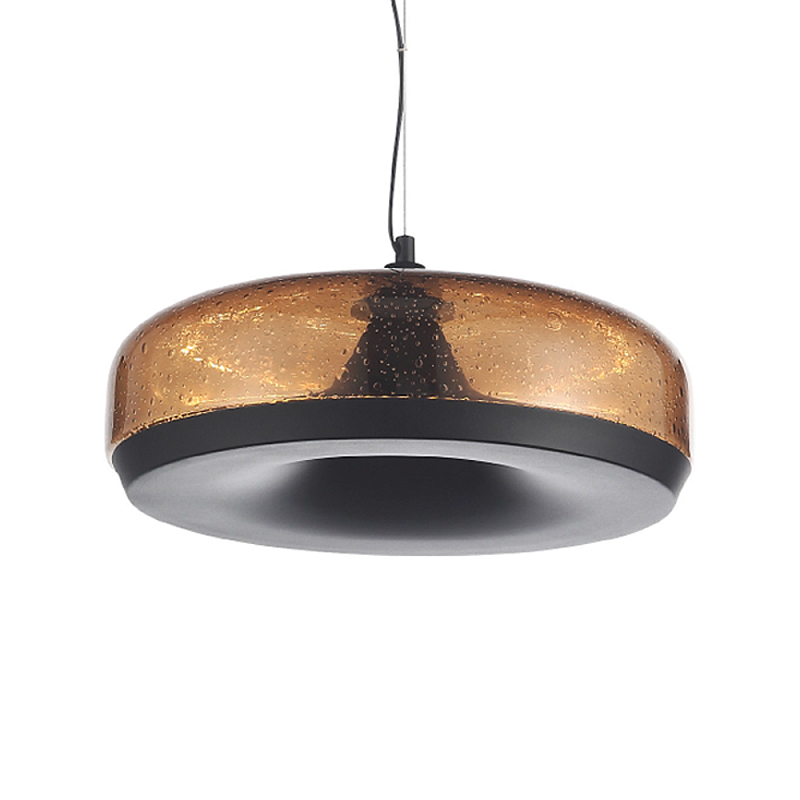 Подвесной светильник с стеклянным плафоном LED 42W 3000K Glass Textured Lampshade Черный Коричневый в Кирове | Loft Concept 