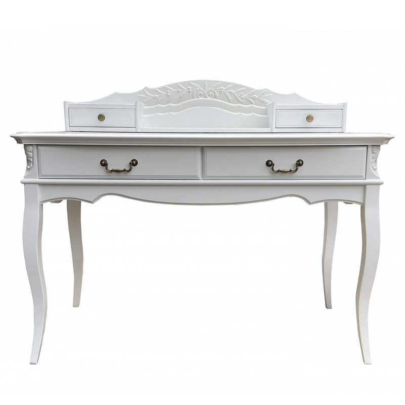 Стол-бюро белого цвета из массива бука с 4-мя ящиками White Provence Белый Стол-бюро белого цвета из массива бука с 4-мя ящиками White Provence Белый в Кирове | Loft Concept