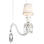 Подвесной светильник с белым текстильным абажуром и изогнутым хрустальным основанием с подвесками Lustre Reverie варинант исполнения - 4 | Loft Concept в Кирове