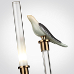 Настольная лампа с прозрачной трубкой и декоративной фигуркой птицы на бронзовой подставке Ganthea варинант исполнения - 4 | Loft Concept в Кирове