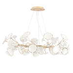 Люстра круглая с белыми лепестками из керамики и прозрачными хрустальными цветками Диаметр 82 см Wintery flovers варинант исполнения - 2 | Loft Concept в Кирове
