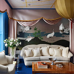 Обои ручная роспись Tsuro Cranes Original colourway on Tarnished Silver gilded paper варинант исполнения - 1 | Loft Concept в Кирове