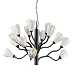 Люстра подвесная черного цвета с ветвями и белыми фарфоровыми цветами Floralis варинант исполнения - 1 | Loft Concept в Кирове