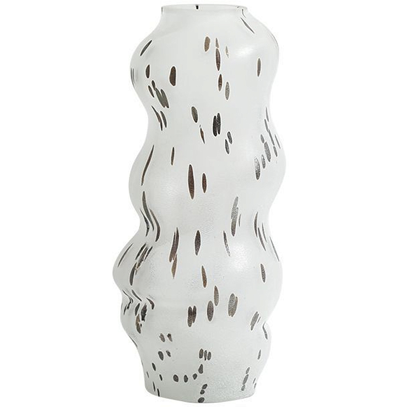 Декоративная ваза из стекла Wavy Glass Vase M Белое матовое стекло Коричневый Декоративная ваза из стекла Wavy Glass Vase M Белое матовое стекло Коричневый в Кирове | Loft Concept