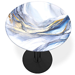 Стол журнальный с круглой бело-голубой столешницей из стекла White and Blue Marble варинант исполнения - 2 | Loft Concept в Кирове