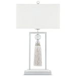 Настольная лампа с прямоугольным тканевым абажуром на белом мраморном основании Silver Threads варинант исполнения - 3 | Loft Concept в Кирове