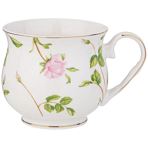 Кружка фарфоровая белая с цветочным принтом 480 мл Flower Porcelain Collection